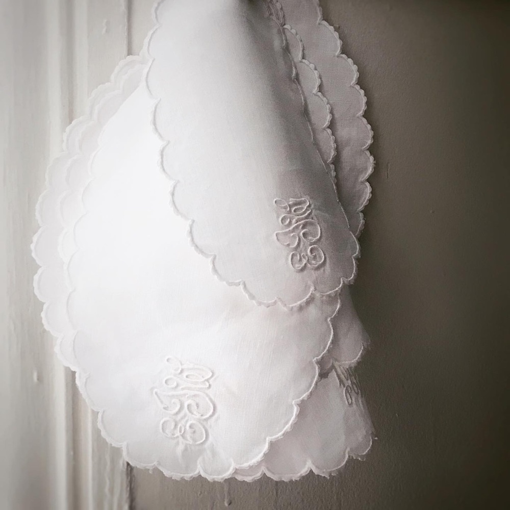 Antique Linen Embroidered Dresser Set